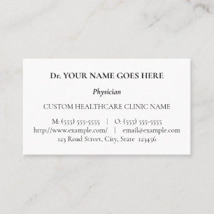 Carte de visite professionnel Médicale traditionne
