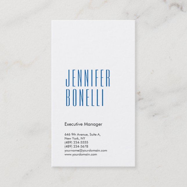 Carte De Visite Professionnel minimaliste bleu moderne (Devant)