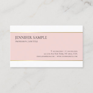 Carte De Visite Professionnel minimaliste élégant rose or blanc