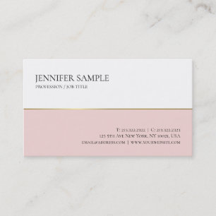 Carte De Visite Professionnel minimaliste élégant rose or blanc