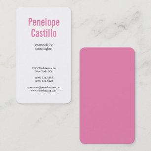 Carte De Visite Professionnel Minimaliste Moderne Rose Blanc Uni