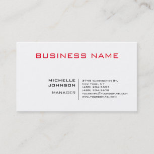 Carte De Visite Professionnel Minimaliste Moderne Simple Rouge Bla