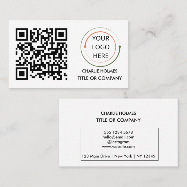 Carte de visite professionnel moderne avec code QR (Devant / Derrière)