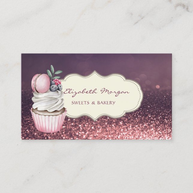 Carte De Visite Professionnel Moderne, Bokeh Paillettes, Macaron C (Devant)
