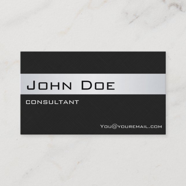 Carte De Visite Professionnel Moderne Classique Noir et Argent (Devant)