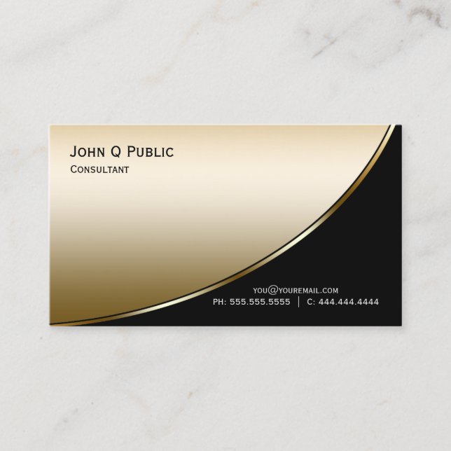 Carte De Visite Professionnel Moderne Elegant Black Gold (Devant)