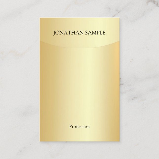 Carte De Visite Professionnel Moderne Élégant Modèle d'or Faux (Devant)