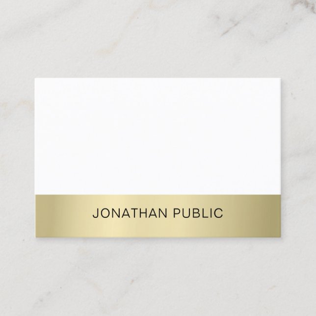 Carte De Visite Professionnel Moderne Épuré Aspect Or Luxe (Devant)