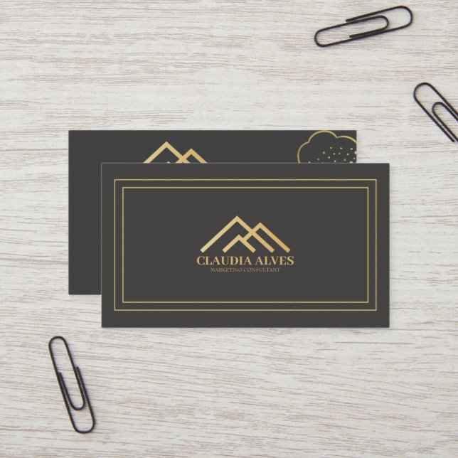 Carte de visite professionnel moderne | GOLD BALCK (Devant/Arrière en situation)