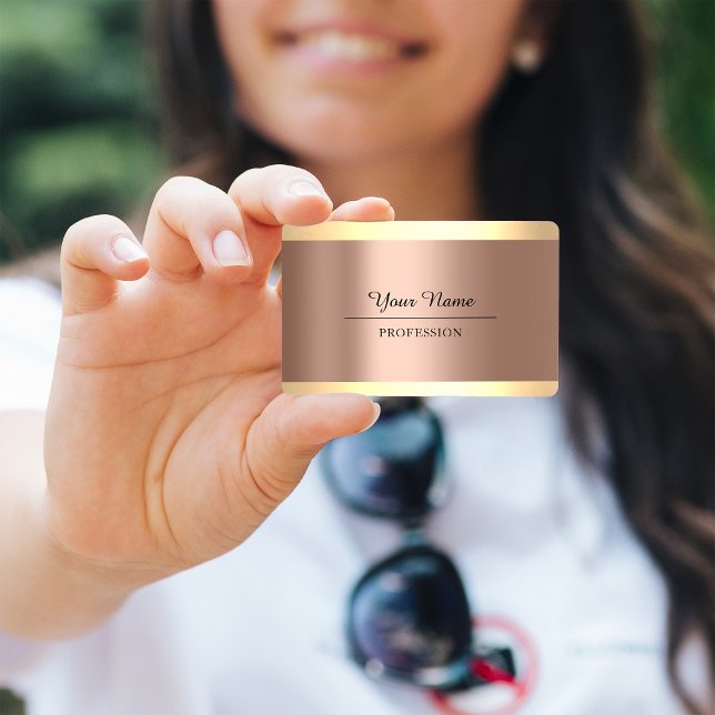 Carte De Visite Professionnel moderne Golden Simply Minimalism Ros (Professional Modern Golden Simply Minimalism Rose Business Card)