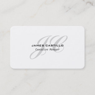 Carte De Visite Professionnel Moderne Gris Premium Monogramme