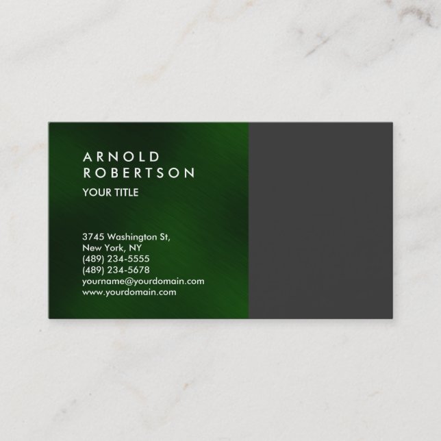 Carte de visite professionnel moderne gris vert (Devant)