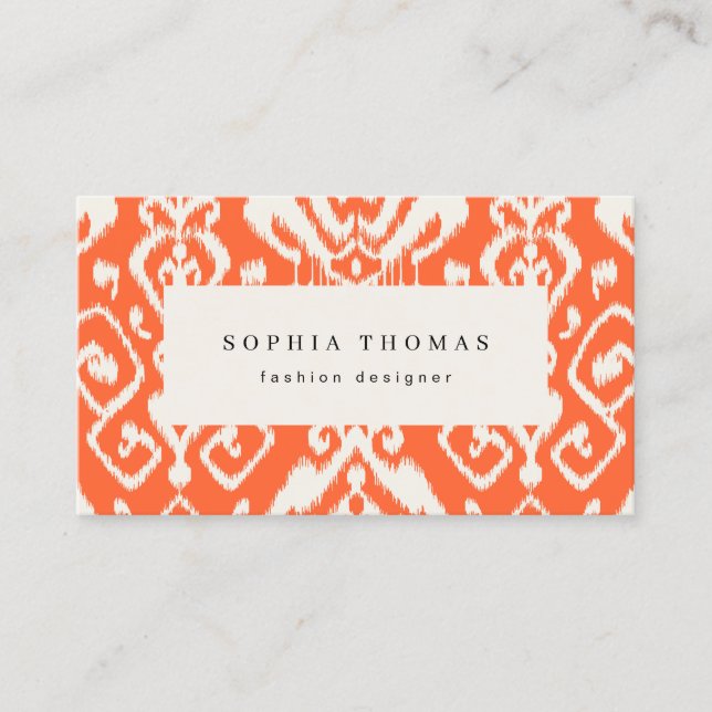 Carte de visite professionnel moderne ikat orange (Devant)