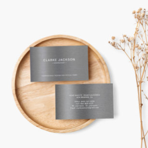 Carte De Visite Professionnel Moderne Metallic Brossé Gris