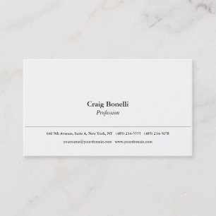 Carte De Visite Professionnel moderne minimaliste blanc simple
