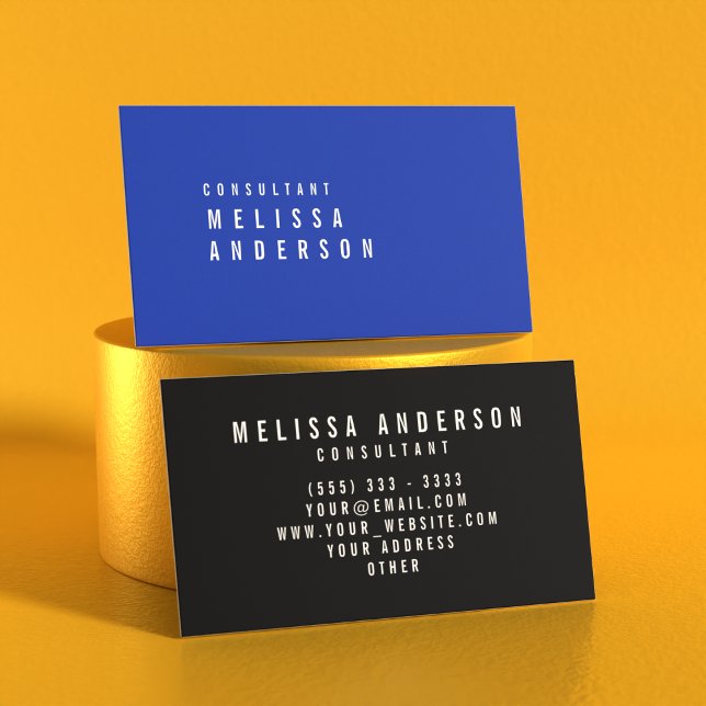 Carte De Visite Professionnel moderne minimaliste Cerulean bleu (Perspective)