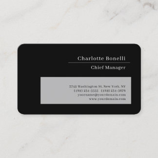Carte De Visite Professionnel Moderne Minimaliste Noir & Gris