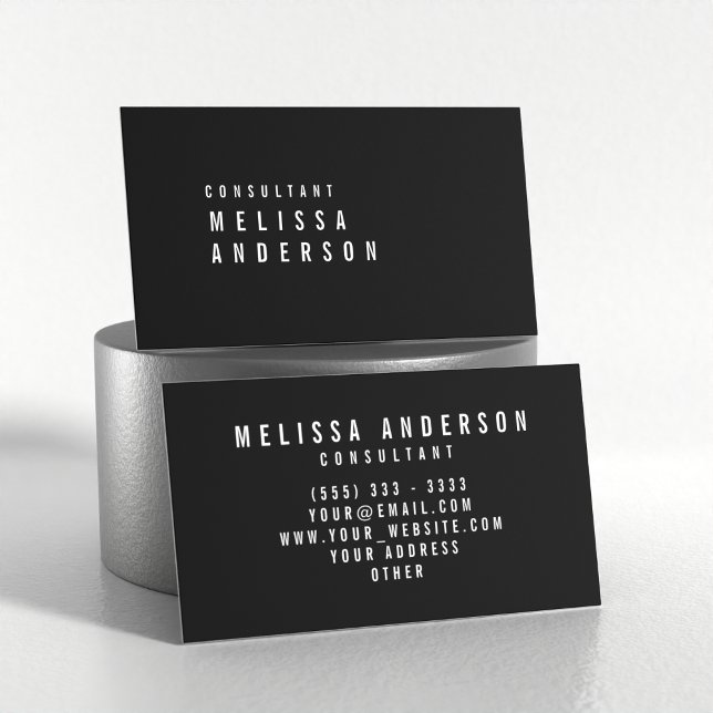 Carte De Visite Professionnel moderne minimaliste Plaine Noir (Perspective)
