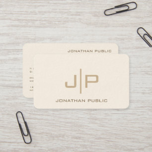Carte De Visite Professionnel Moderne Modèle Monogramme Crème de l