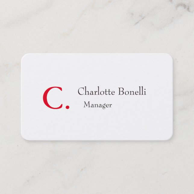 Carte De Visite Professionnel moderne Monogramme rouge minimaliste (Devant)
