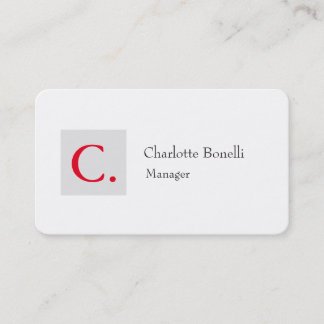 Carte De Visite Professionnel moderne Monogramme rouge minimaliste