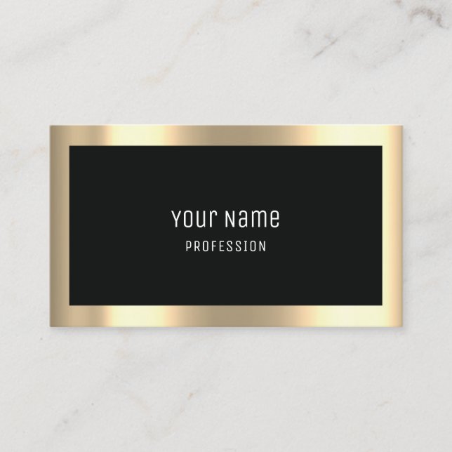 Carte De Visite Professionnel Moderne Or Simplement Minimal Noir (Devant)