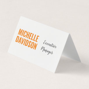 Carte De Visite Professionnel Moderne Orange Blanc Minimaliste Pla
