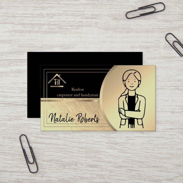 Carte De Visite Professionnel Moderne Réparation des maisons Handy (Devant/Arrière en situation)
