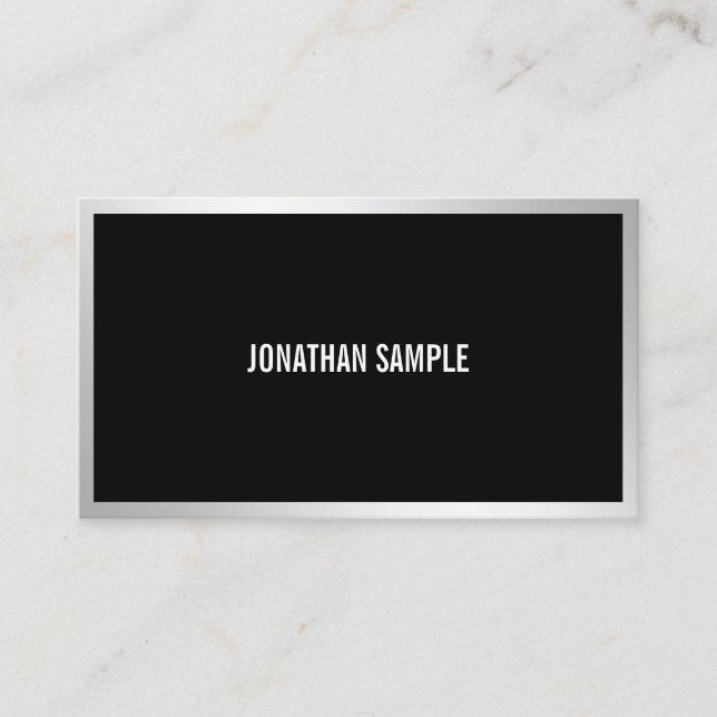Carte De Visite Professionnel moderne Silver Élégant Modèle simple (Devant)