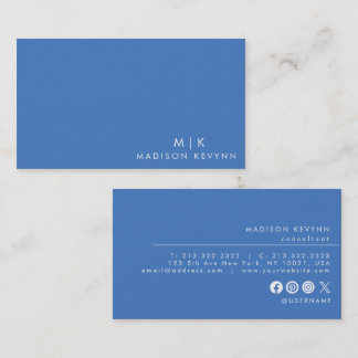 Carte De Visite Professionnel Moderne Simple Bleu Minimaliste