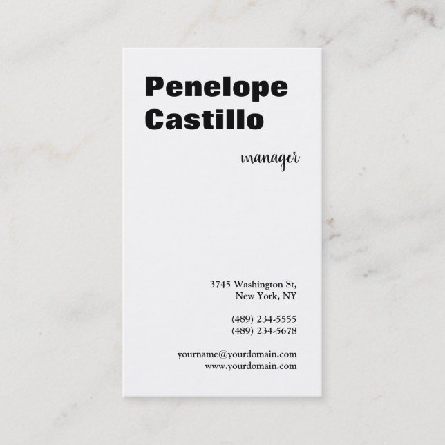 Carte De Visite Professionnel Moderne Simple Design Noir & Blanc (Devant)