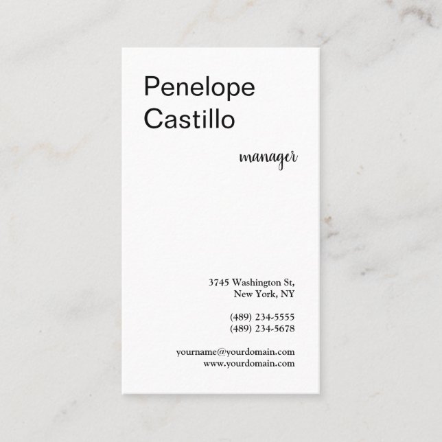 Carte De Visite Professionnel Moderne Simple Élégant Clair (Devant)