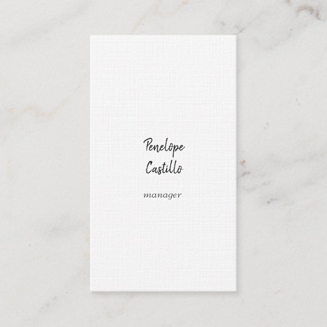 Carte De Visite Professionnel Moderne Simple Élégant Lin Premium (Devant)