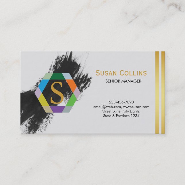 Carte De Visite Professionnel Moderne Simple Logo simple Hexagon (Devant)