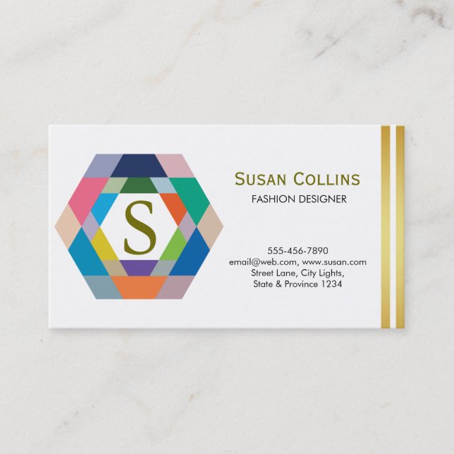 Carte De Visite Professionnel Moderne Simple Logo simple Hexagon (Devant)