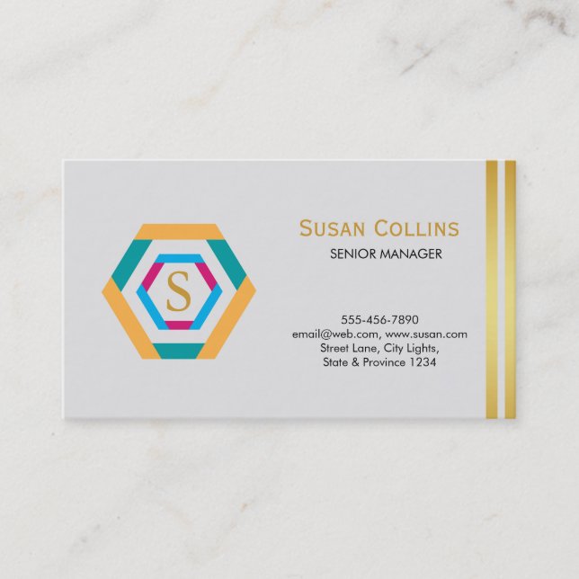 Carte De Visite Professionnel Moderne Simple Logo simple Hexagon (Devant)