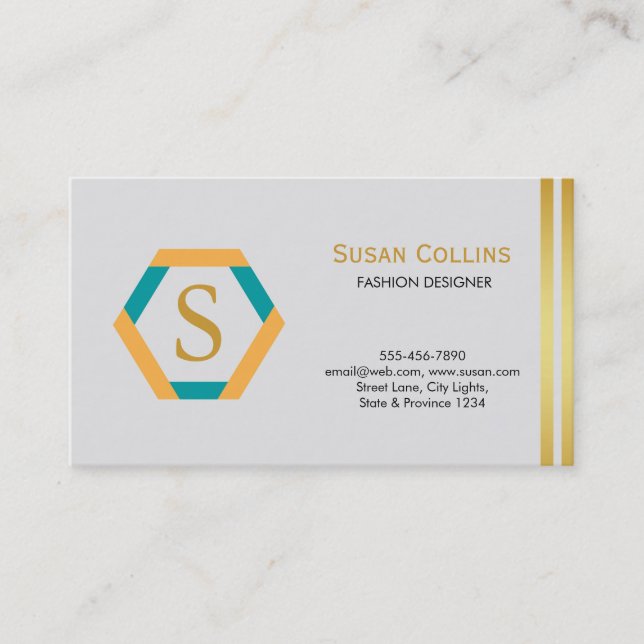 Carte De Visite Professionnel Moderne Simple Logo simple Hexagon (Devant)