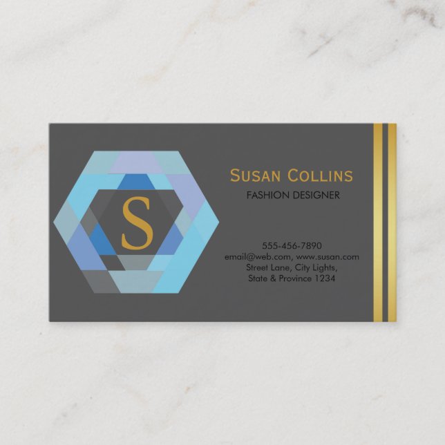 Carte De Visite Professionnel Moderne Simple Logo simple Hexagon (Devant)