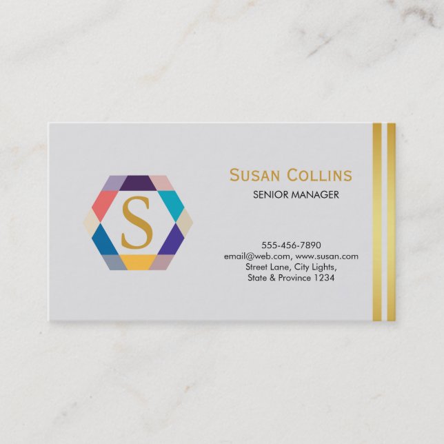 Carte De Visite Professionnel Moderne Simple Logo simple Hexagon (Devant)