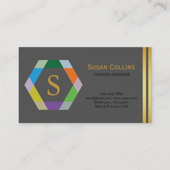 Carte De Visite Professionnel Moderne Simple Logo simple Hexagon (Devant)