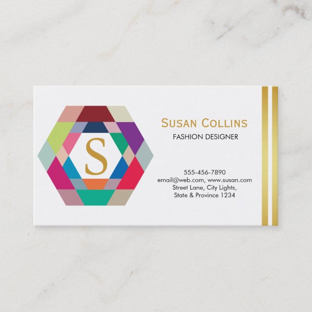 Carte De Visite Professionnel Moderne Simple Logo simple Hexagon (Devant)