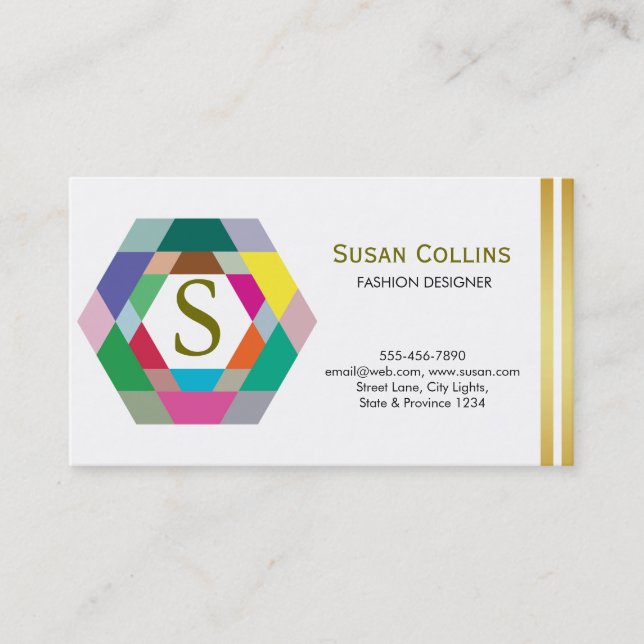 Carte De Visite Professionnel Moderne Simple Logo simple Hexagon (Devant)