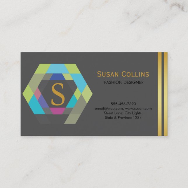 Carte De Visite Professionnel Moderne Simple Logo simple Hexagon (Devant)