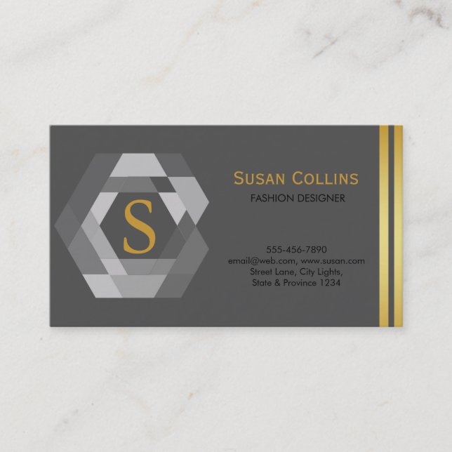 Carte De Visite Professionnel Moderne Simple Logo simple Hexagon (Devant)