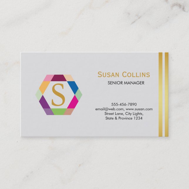 Carte De Visite Professionnel Moderne Simple Logo simple Hexagon (Devant)