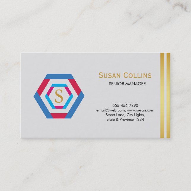 Carte De Visite Professionnel Moderne Simple Logo simple Hexagon (Devant)
