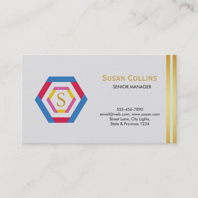 Carte De Visite Professionnel Moderne Simple Logo simple Hexagon (Devant)