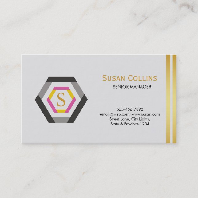 Carte De Visite Professionnel Moderne Simple Logo simple Hexagon (Devant)