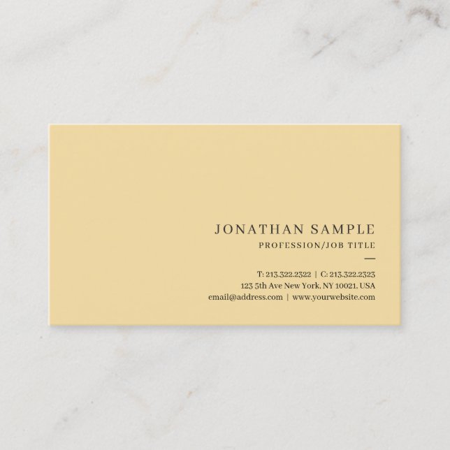 Carte De Visite Professionnel Moderne Simple Modèle Élégant Or (Devant)
