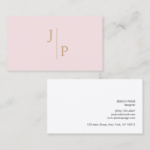 Carte De Visite Professionnel Moderne Simple Monogramme Rose